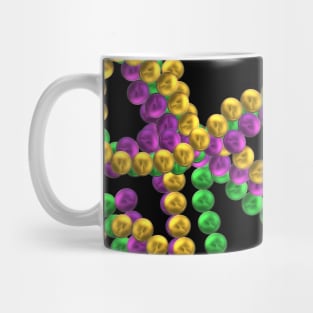 Twisted Mardi Gras Bead Necklaces in Purple, Green and Gold (Black Background) Mug